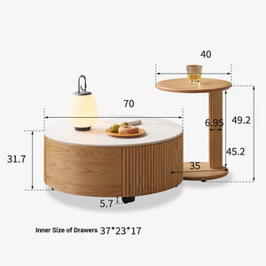 Anders Natural Solid Oak Coffee Table Set Design Two - Oak Furniture Store