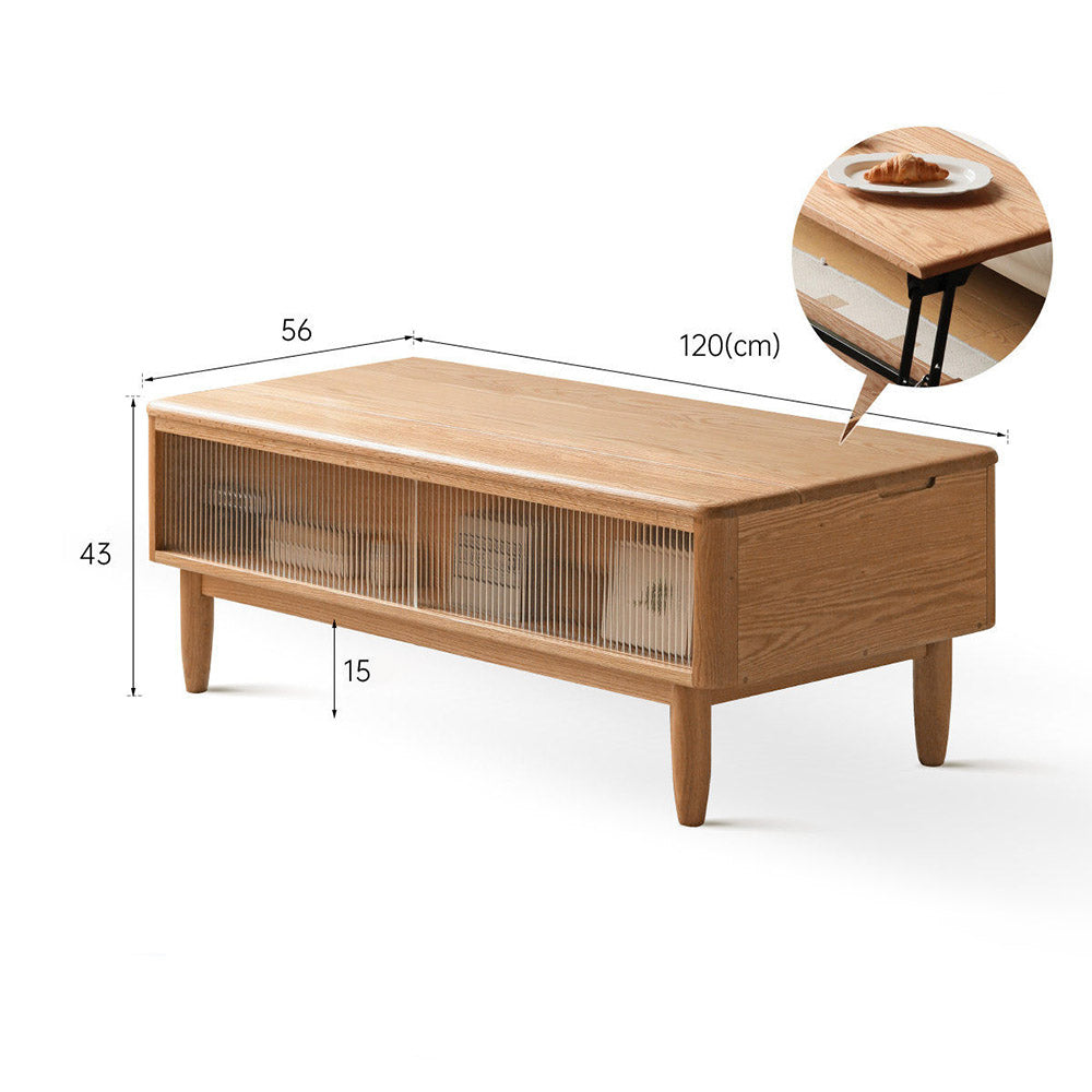 Anzio Natural Solid Oak Lift-Top Coffee Table