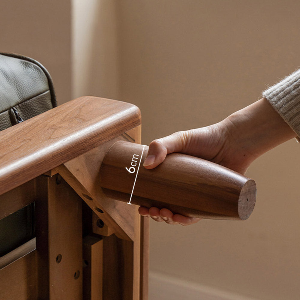 Arcevia Natural Solid Walnut Genuine Leather Sofa