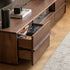 Aurin Solid Walnut Floor Standing Entertainment Unit with LED Light | Oak Furniture Store
