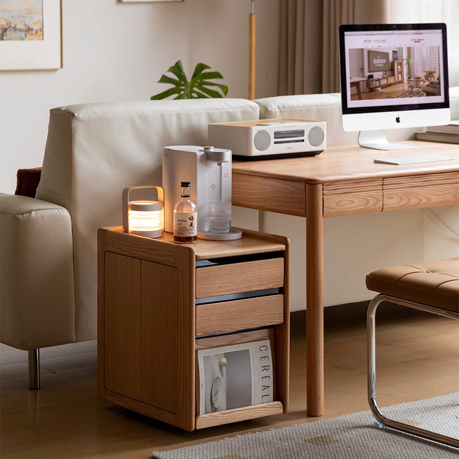 Auty Solid Wood Movable Small Side Table | Oak Furniture Store