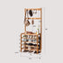 Avola Natural Solid Rubber Wood Shoe Rack with Hooks