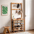 Avola Natural Solid Rubber Wood Shoe Rack with Hooks