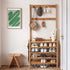 Avola Natural Solid Rubber Wood Shoe Rack with Hooks