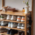 Avola Natural Solid Rubber Wood Shoe Rack with Hooks