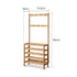 Avola Natural Solid Rubber Wood Shoe Rack with Hooks