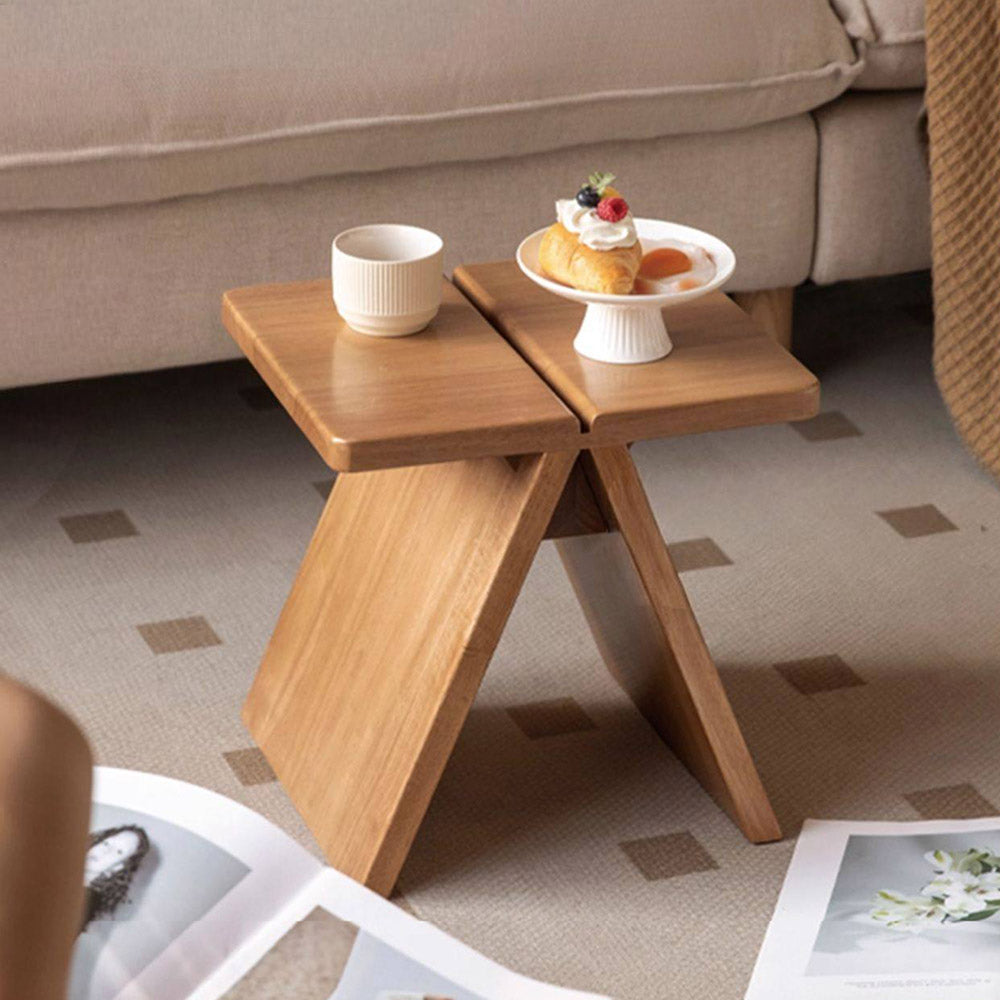 Avola Natural Solid Rubber Wood Shoe Stool