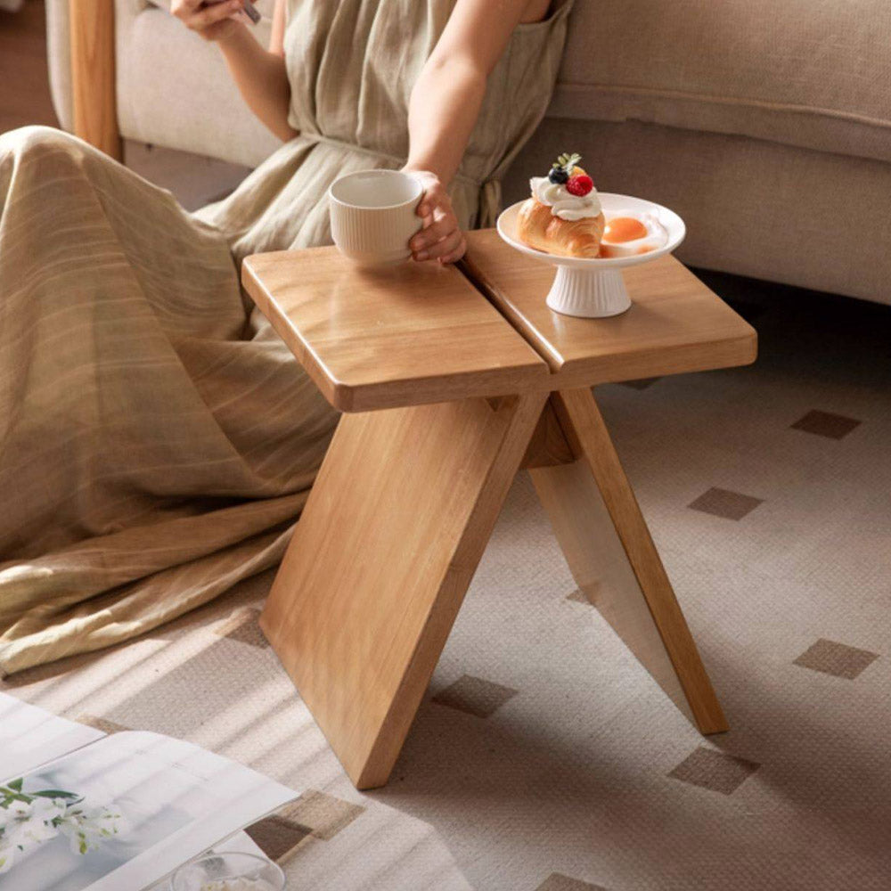 Avola Natural Solid Rubber Wood Shoe Stool