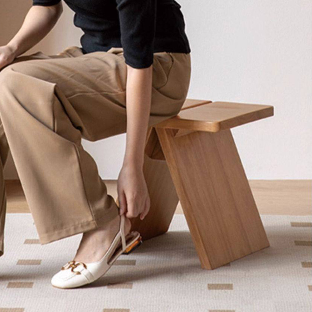 Avola Natural Solid Rubber Wood Shoe Stool