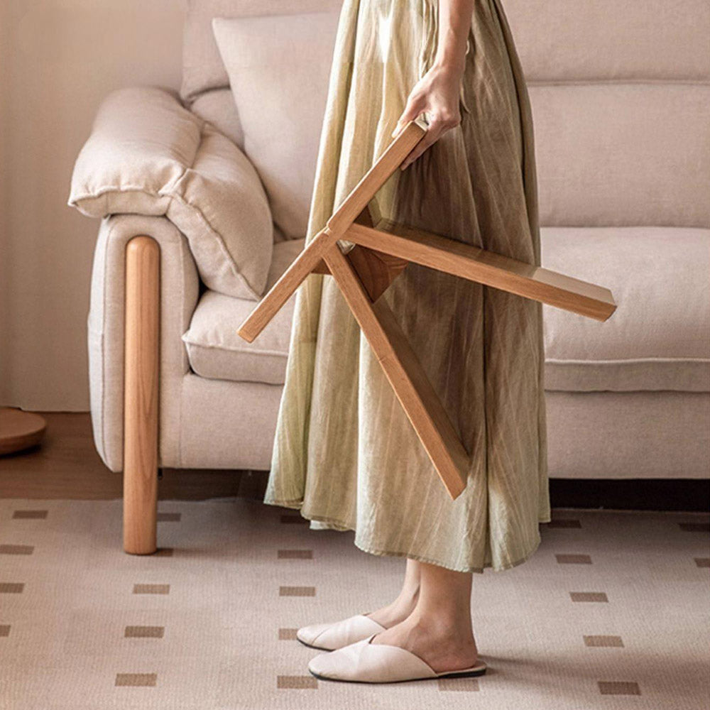 Avola Natural Solid Rubber Wood Shoe Stool