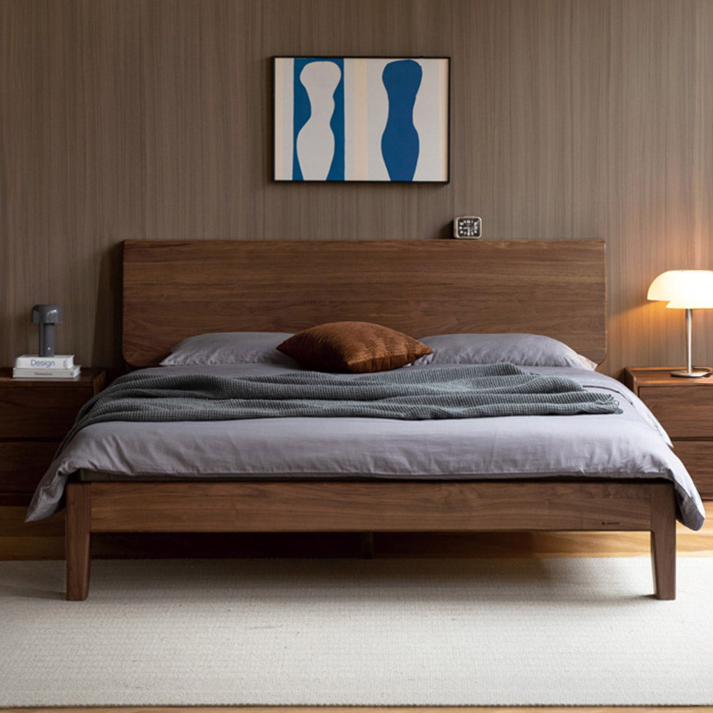 Bailey Natural Solid Walnut Bed Frame