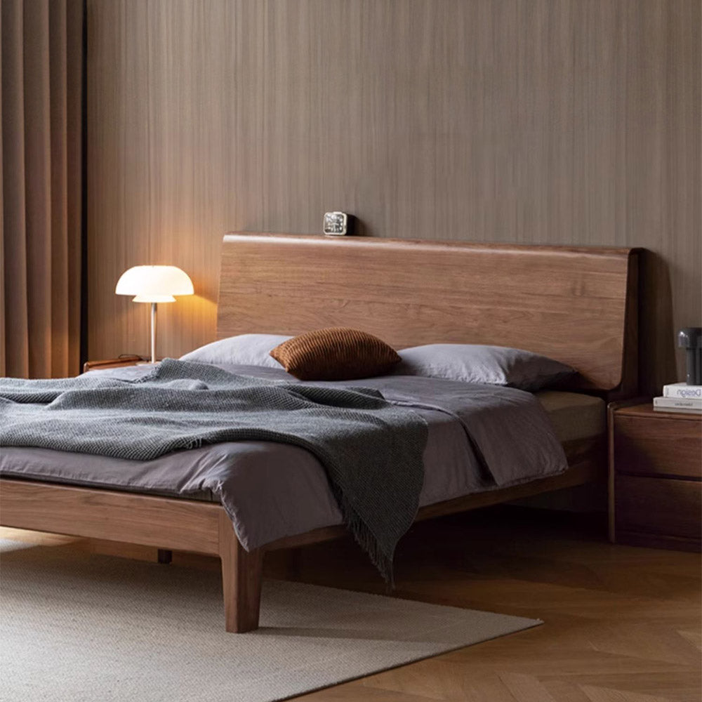 Bailey Natural Solid Walnut Bed Frame