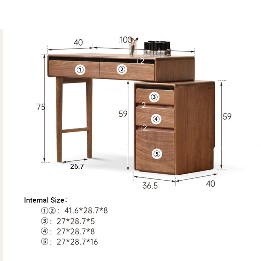 Bailey Natural Solid Walnut Dressing Table