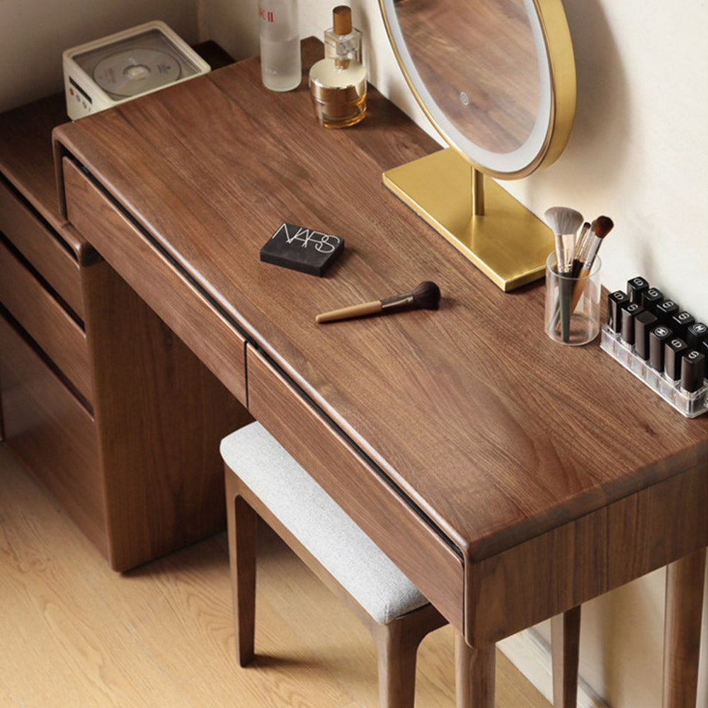 modern walnut dressing table Solid Walnut Desk and Dressing Table with 2 Drawers