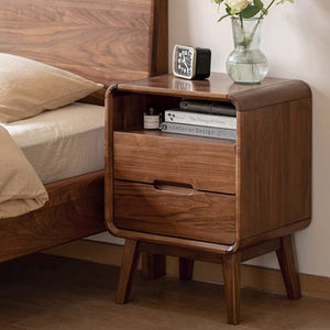 Baileys Solid Walnut Bedside Table - Oak Furniture Store