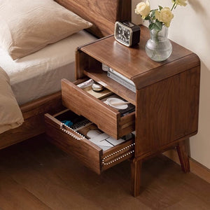 Baileys Solid Walnut Bedside Table - Oak Furniture Store