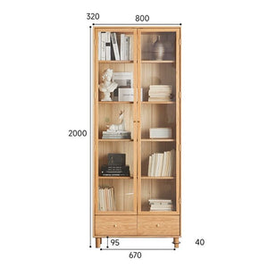 Berg Natural Solid Oak Glazed Display/Book Cabinet - Oak Furniture Store & Sofas