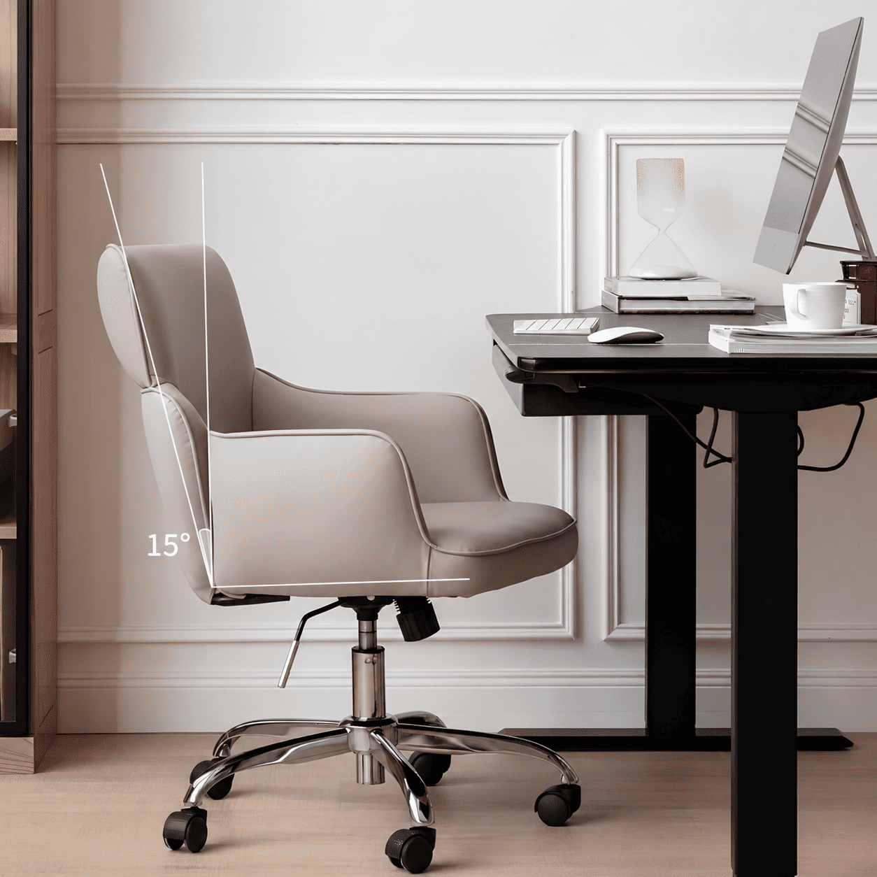 Bergen Elite Comfort Study Chair with reclining back support and caster wheels for home office use