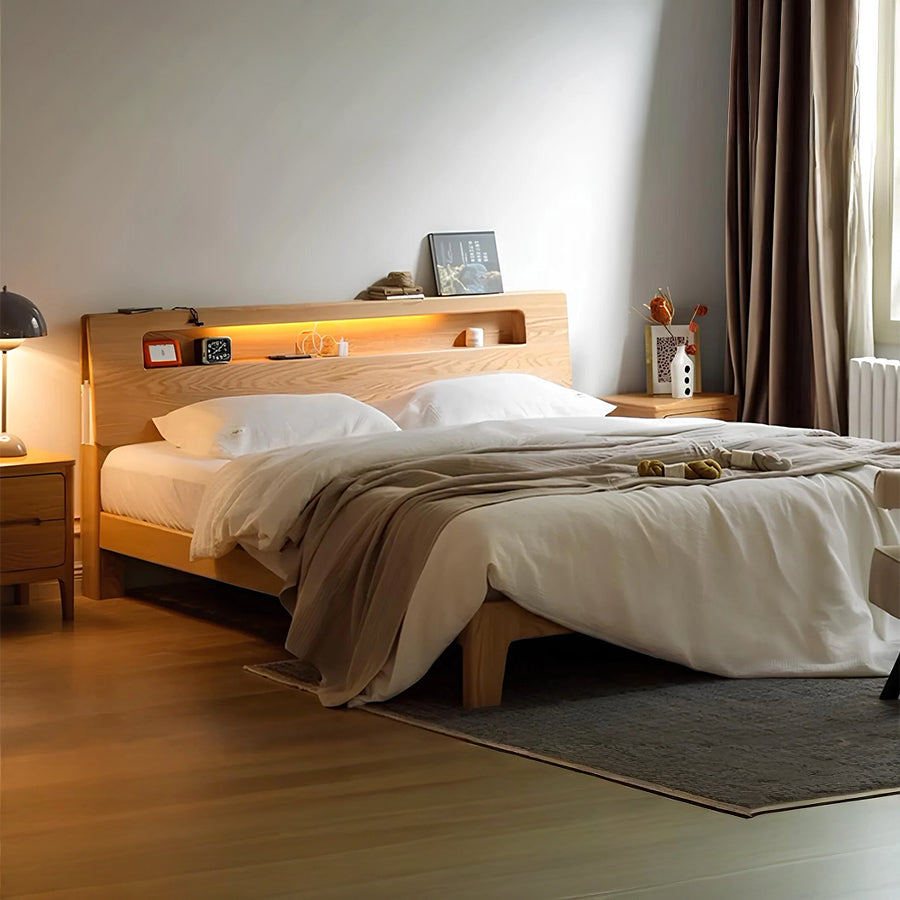 Bervas Natural Solid Oak Bed Frame