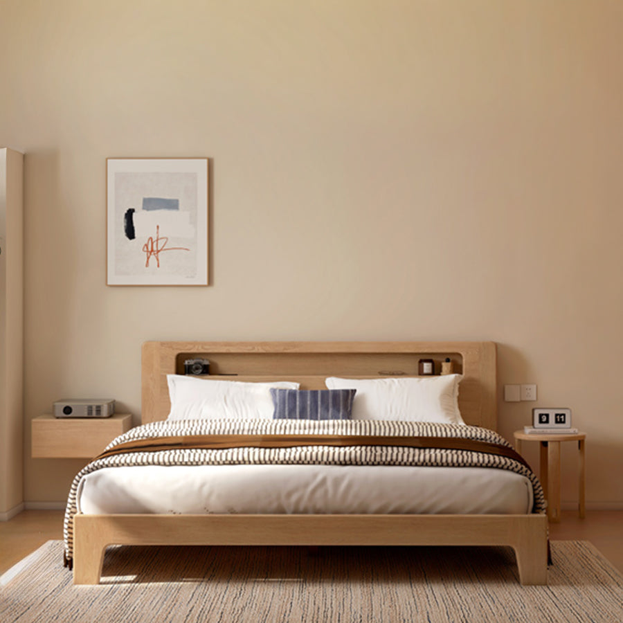 Bervas Natural Solid Oak Bed Frame