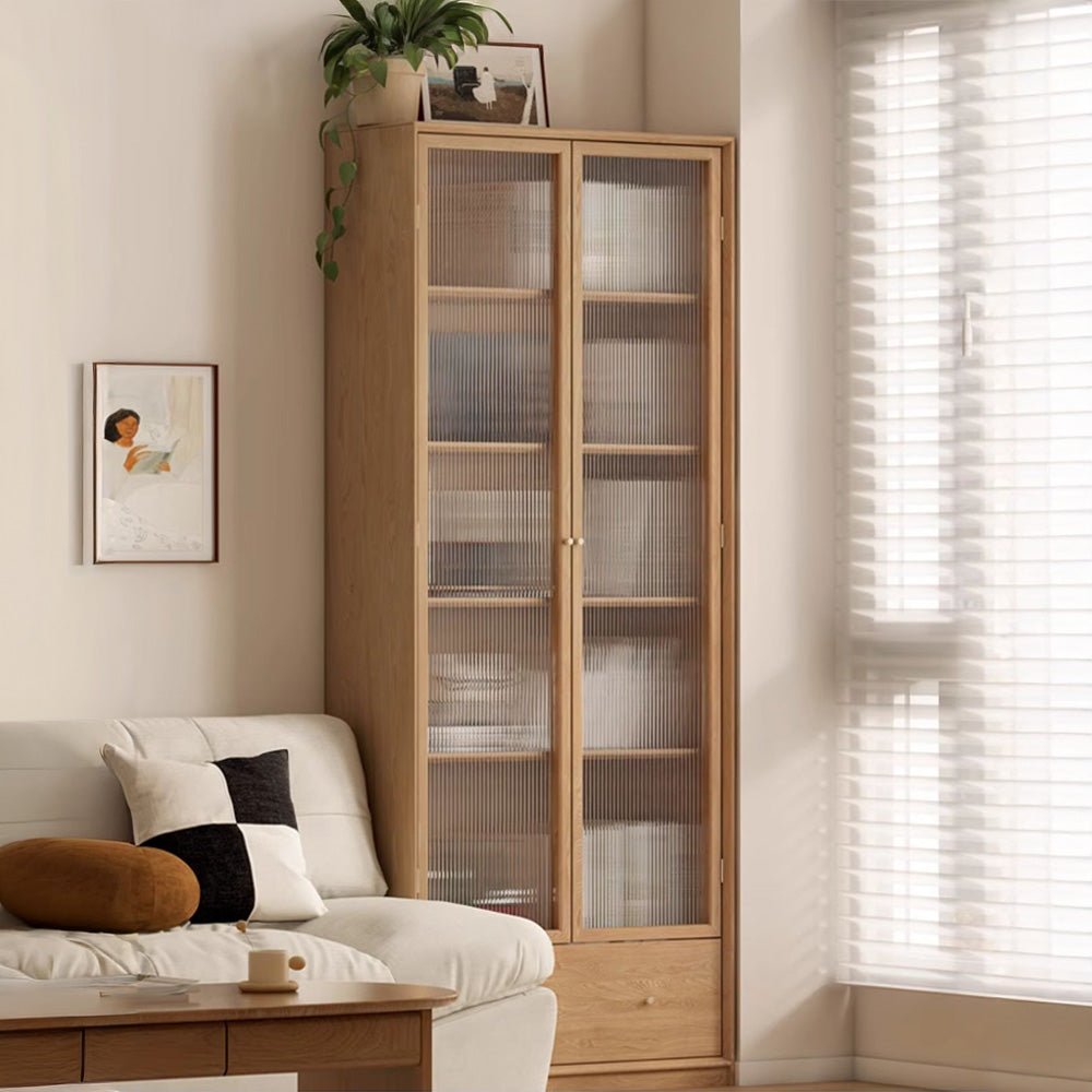 Beverley Natural Solid Ash Display Bookcase | Oak Furniture Store