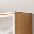 Solid ash display bookcase with adjustable shelves, natural wood grain, and fluted glass detail