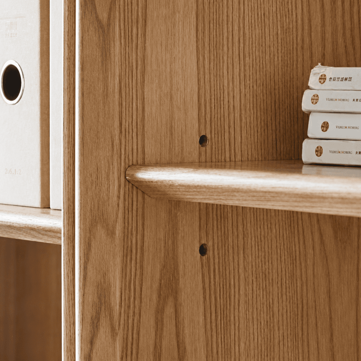 Beverley Natural Solid Ash Display Bookcase with glass doors for books, décor, and home storage