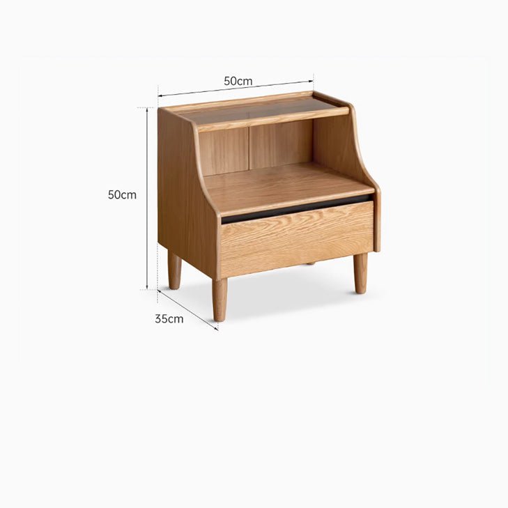 Bogen Natural Solid Oak Bedside Table - Oak Furniture Store