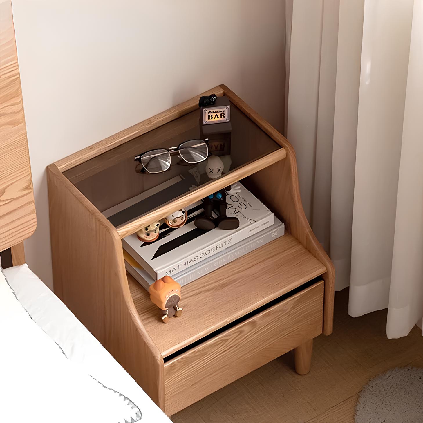 Bogen Natural Solid Oak Bedside Table | Oak Furniture Store