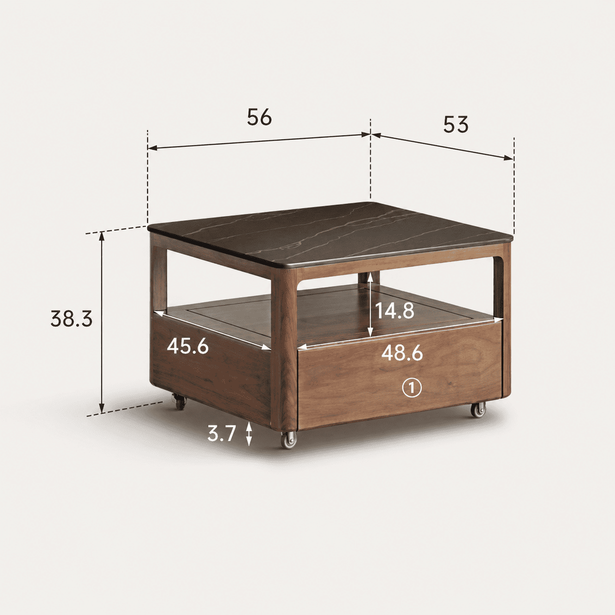 Boise Natural Solid Walnut Coffee Table Set with Ceramic Top