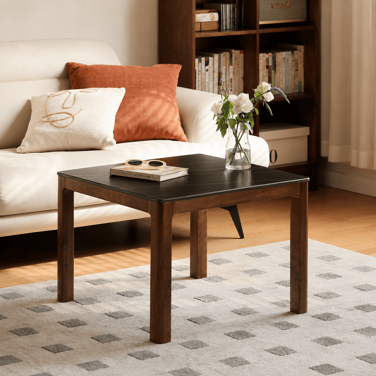 Boise Natural Solid Walnut Coffee Table Set with Ceramic Top