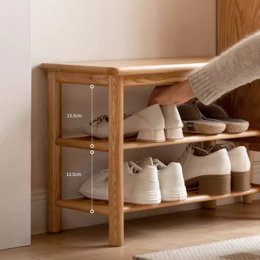 Bolle Natural Solid Oak Shoe Bench | Oak Furniture Store