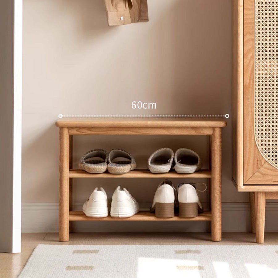 Bolle Natural Solid Oak Shoe Bench | Oak Furniture Store