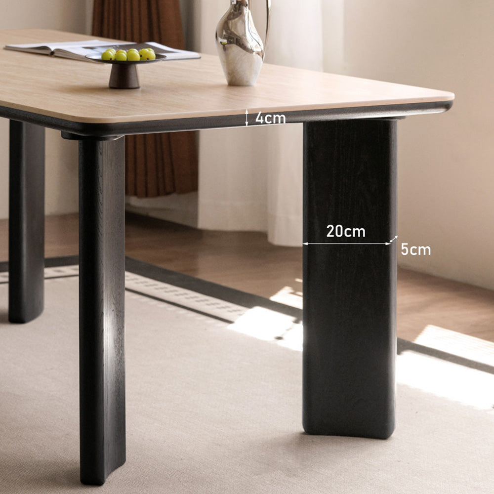 Bremen Charcoal Solid Oak Dining Table with Travertine Top