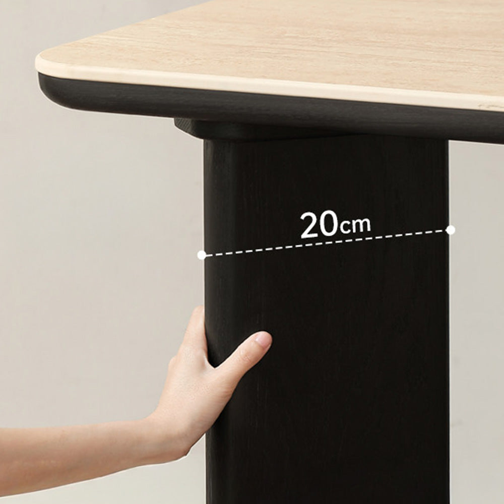 Bremen Charcoal Solid Oak Dining Table with Travertine Top