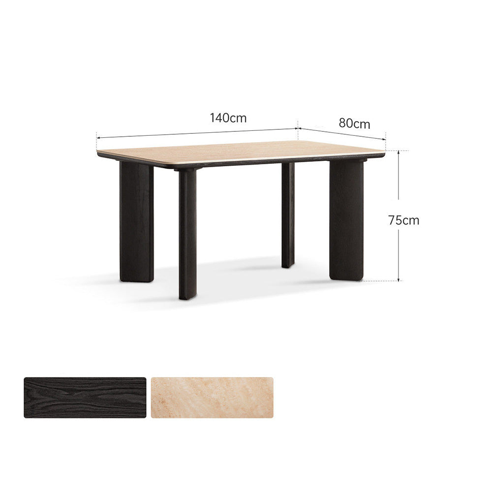 Bremen Charcoal Solid Oak Dining Table with Travertine Top