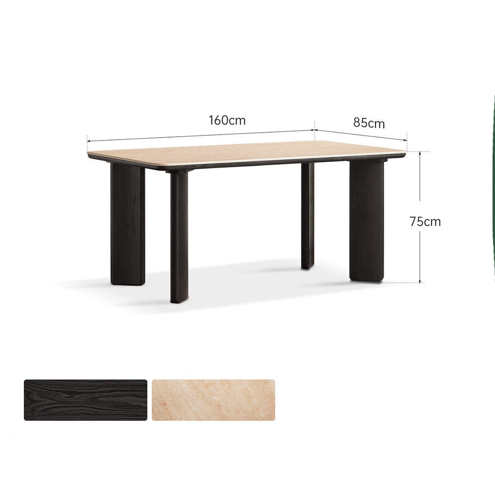 Bremen Charcoal Solid Oak Dining Table with Travertine Top