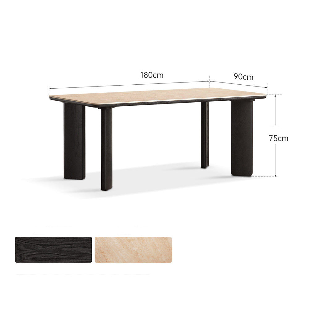 Bremen Charcoal Solid Oak Dining Table with Travertine Top
