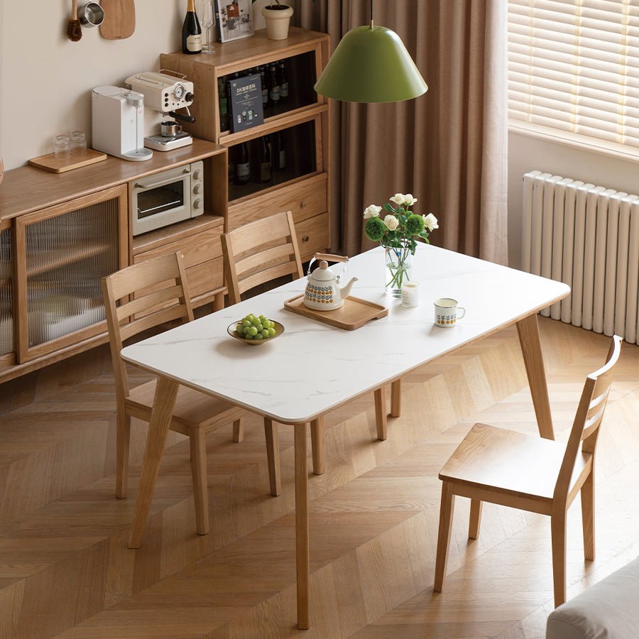 Bremen Natural Solid Ash Dining Table with Ceramic Top | Oak Furniture Store