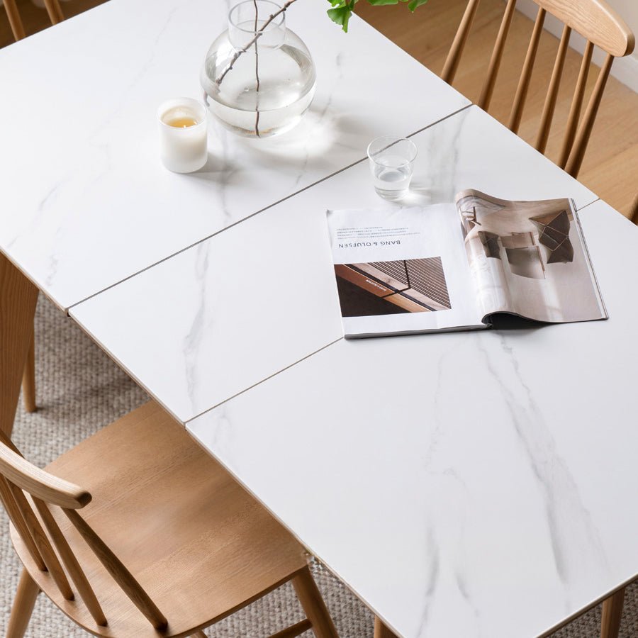 Bremen Natural Solid Oak Extending Dining Table with Ceramic Top