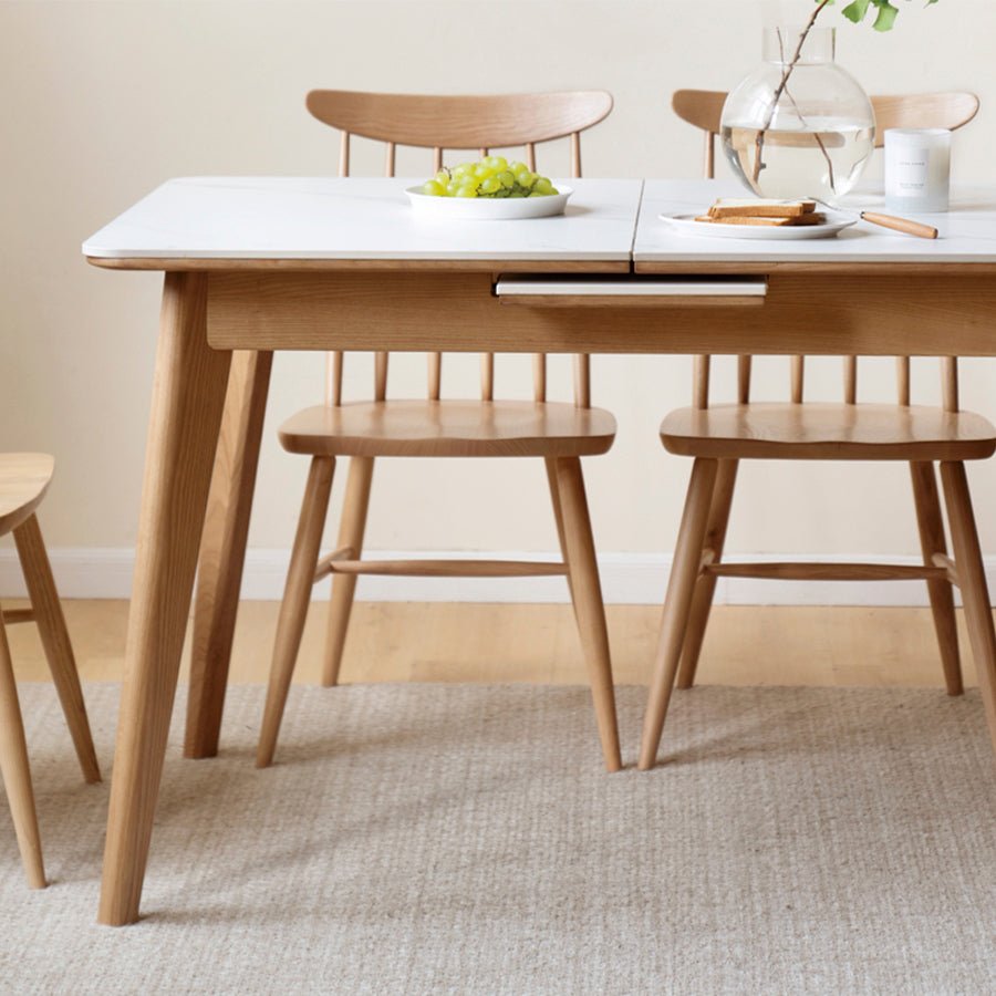 Bremen Natural Solid Oak Extending Dining Table with Ceramic Top