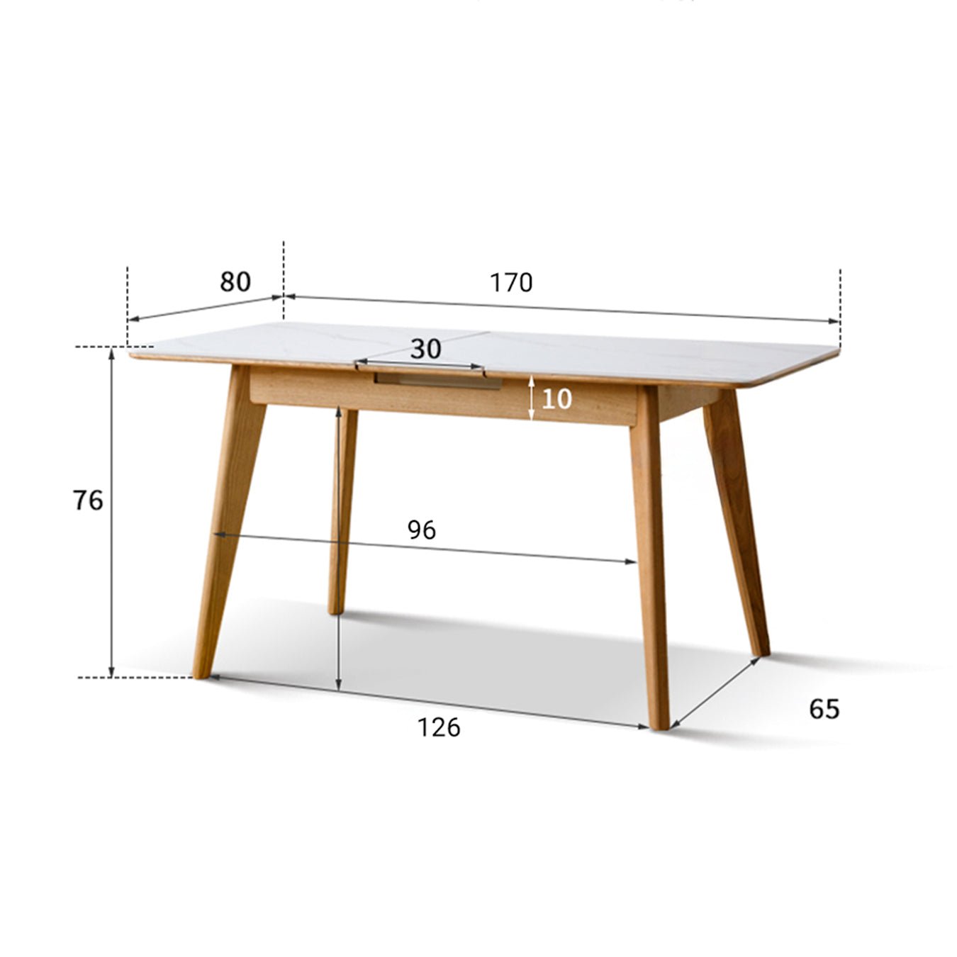 Bremen Natural Solid Oak Extending Dining Table with Ceramic Top