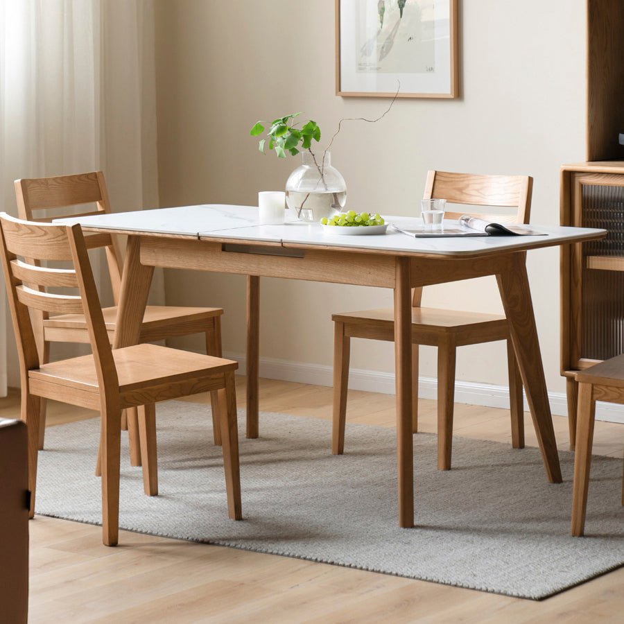 Bremen Natural Solid Oak Extending Dining Table with Ceramic Top