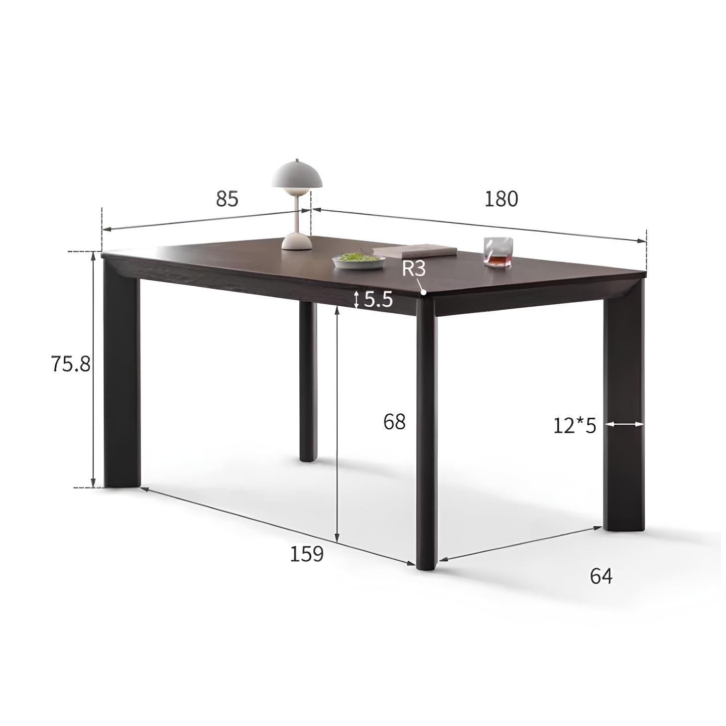 Bremen Solid Oak Dining Table in Charcoal Finish