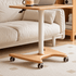 Close up of Cary movable small desk base, white height adjustable column and caster wheels