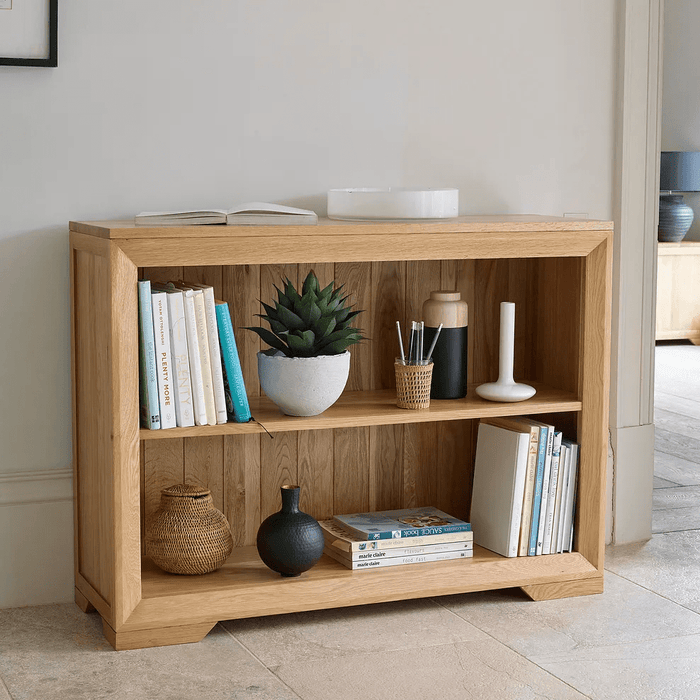 Chamfer Natural Solid Oak Small Bookcase