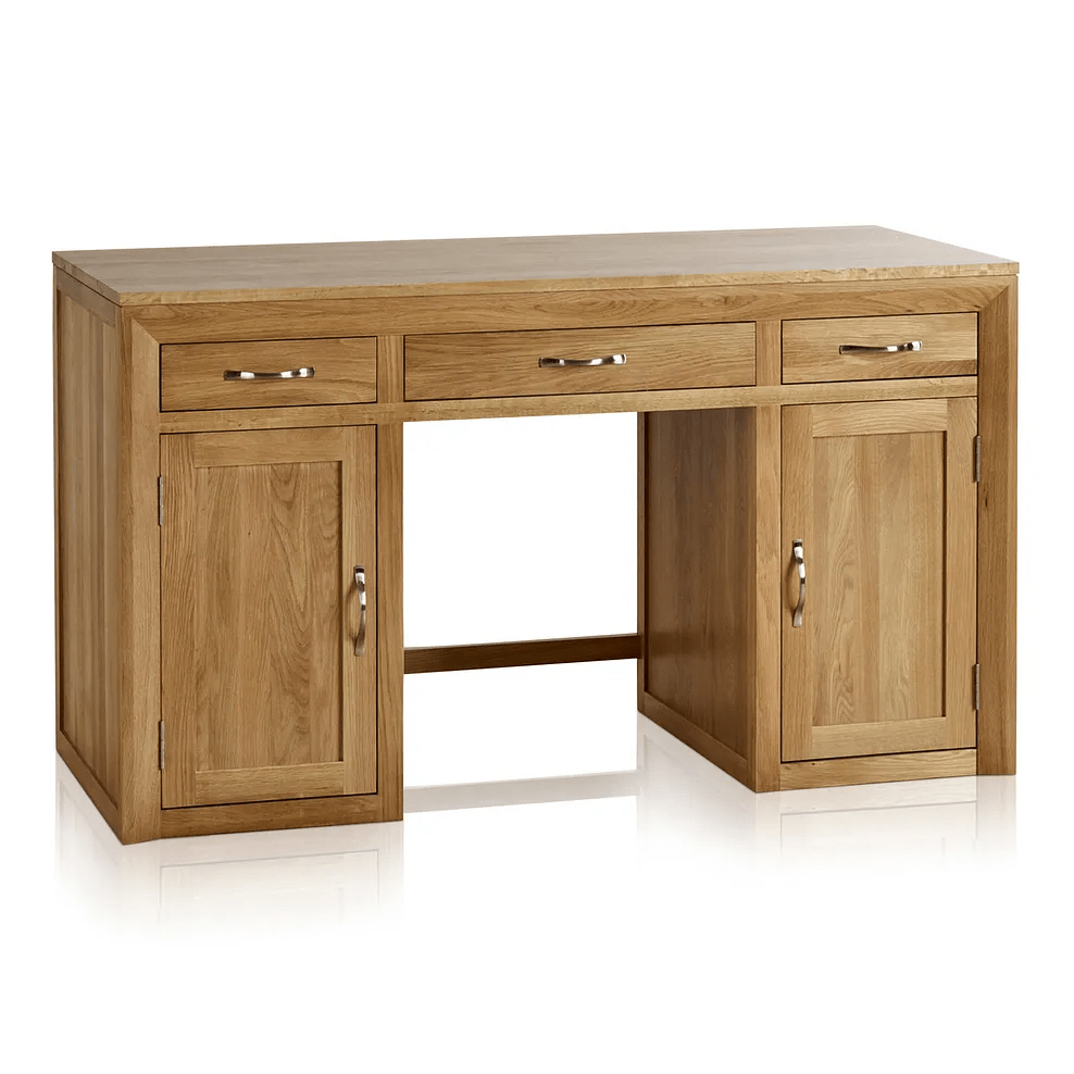 Chamfer Natural Solid Oak Writing Desk - Oak Furniture Store