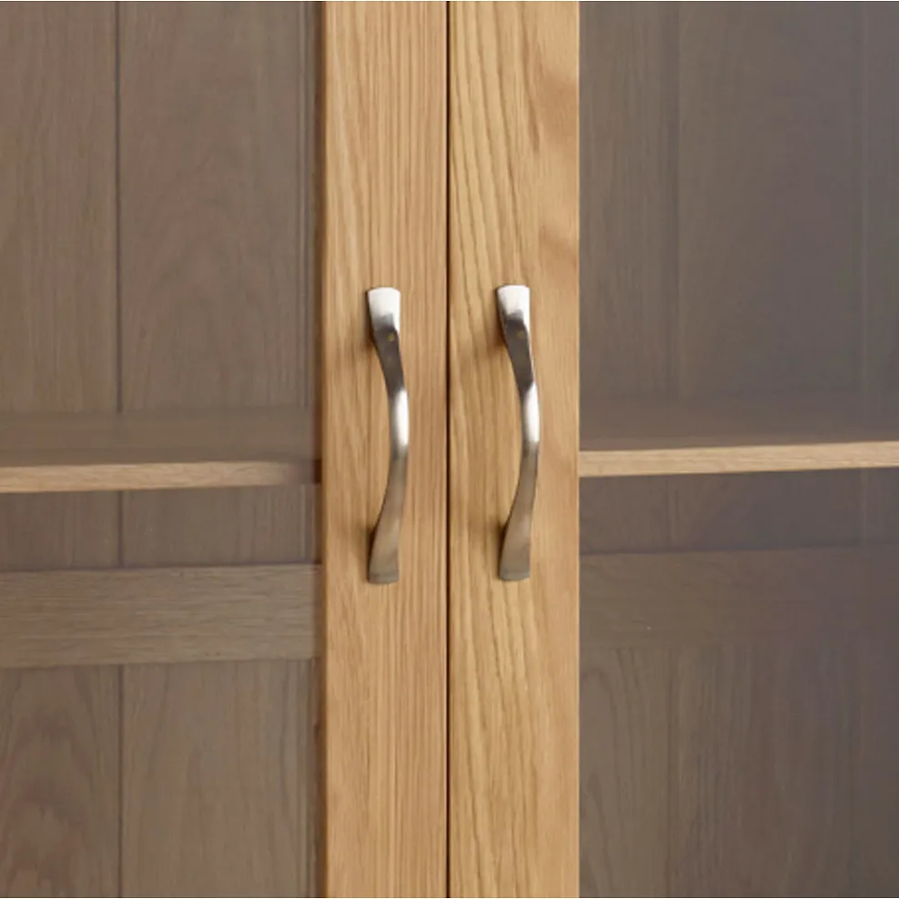 Chamfer Natural Solid Oak Glazed Display/Book Cabinet