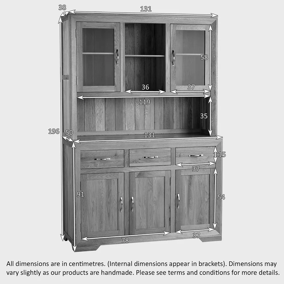 Chamfer Solid Oak Large Sideboard with Hutch Dresser - Oak Furniture Store