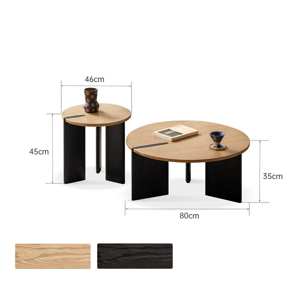 Charcoal Solid Ash Coffee Table Set
